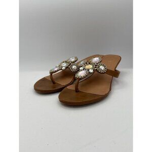 IMAN Womens Rhinestone Embellished Wedge Sandals Size 7W